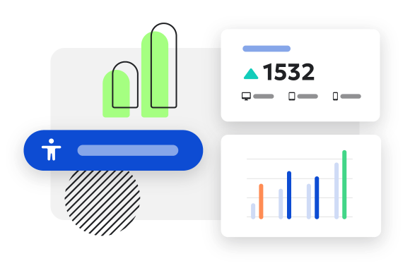 Data visualization with bar chart and metric showing 1532 increase.