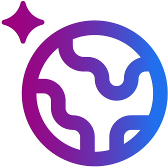 Gradient icon of a globe with a sparkle, representing content marketing.