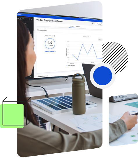 Person watching a presentation on visitor engagement in the Siteimprove platform.