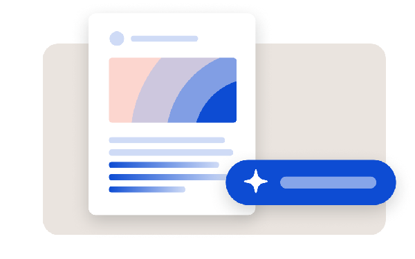 Illustration of a content card with stylized graphic and text, highlighting strategy-driven content optimization