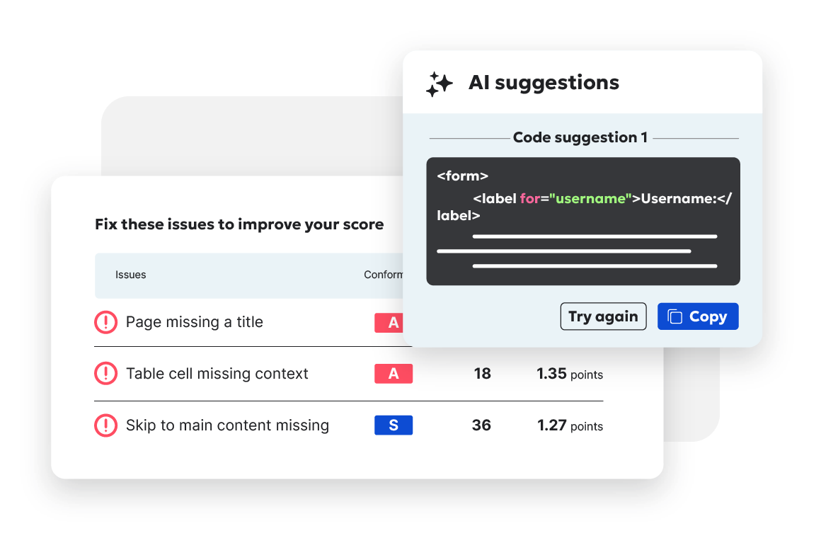 AI-generated HTML code suggestion to improve form accessibility.