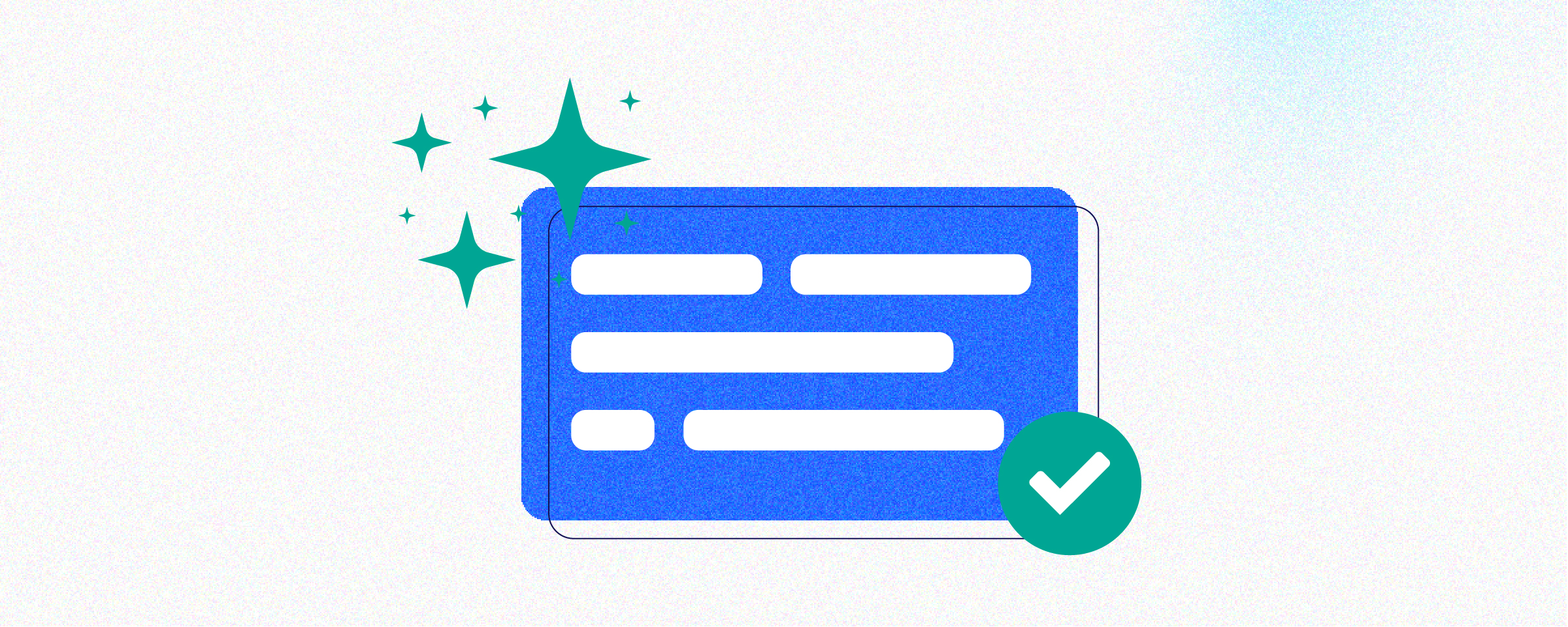 Icon depicting a website with sparkles and a green check mark next to it
