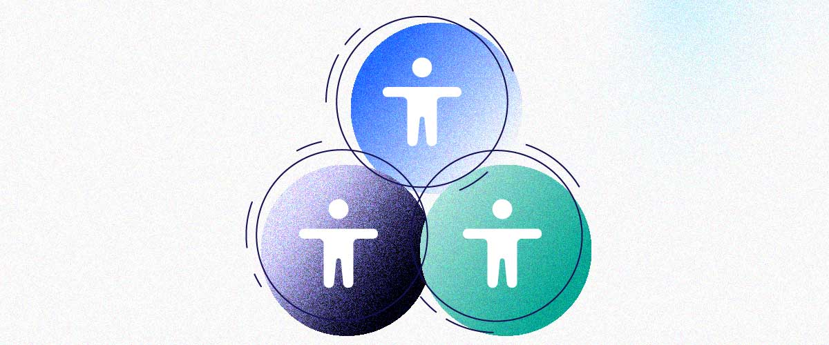 3 overlapping circles in triangular formation and within each circle is the icon of a person to symbolize collaboration and the breakdown of silos