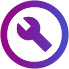 Gradient icon of a wrench inside of a circle.