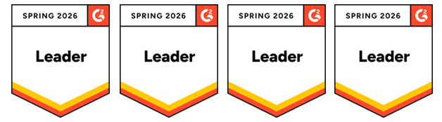 Award badge shaped like a shield with 'Spring 2026' and the 'G2' logo at the top, and a banner across the middle stating 'Leader'.
