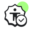 Icon of person with check mark with green circle